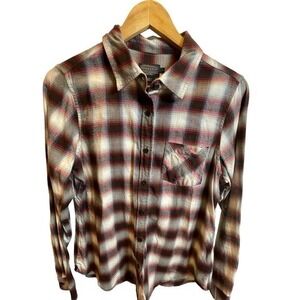 Pendleton Women's Red, White & Black Plaid‎ Button Up Shirt, 100% Cotton, Medium